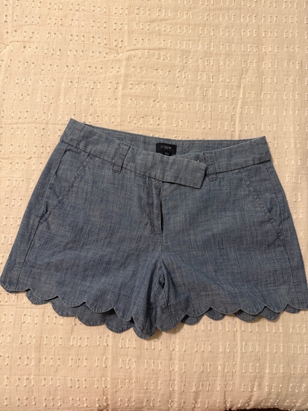 J. Crew Chambray Scallop Hem Women's Shorts - Blue
